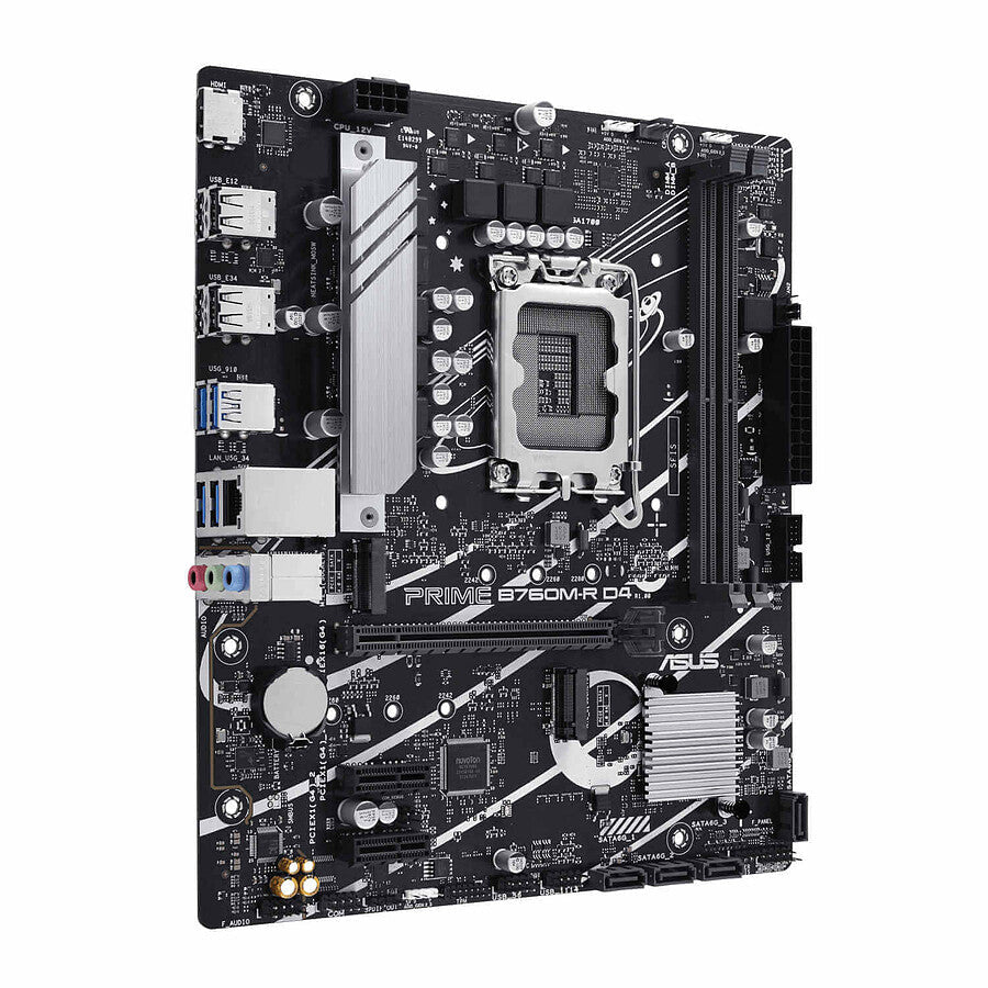 ASUS PRIME B760M-R D4 connecteurs - Carte mère Micro-ATX DDR4 gaming PC connectivité économique Nashor