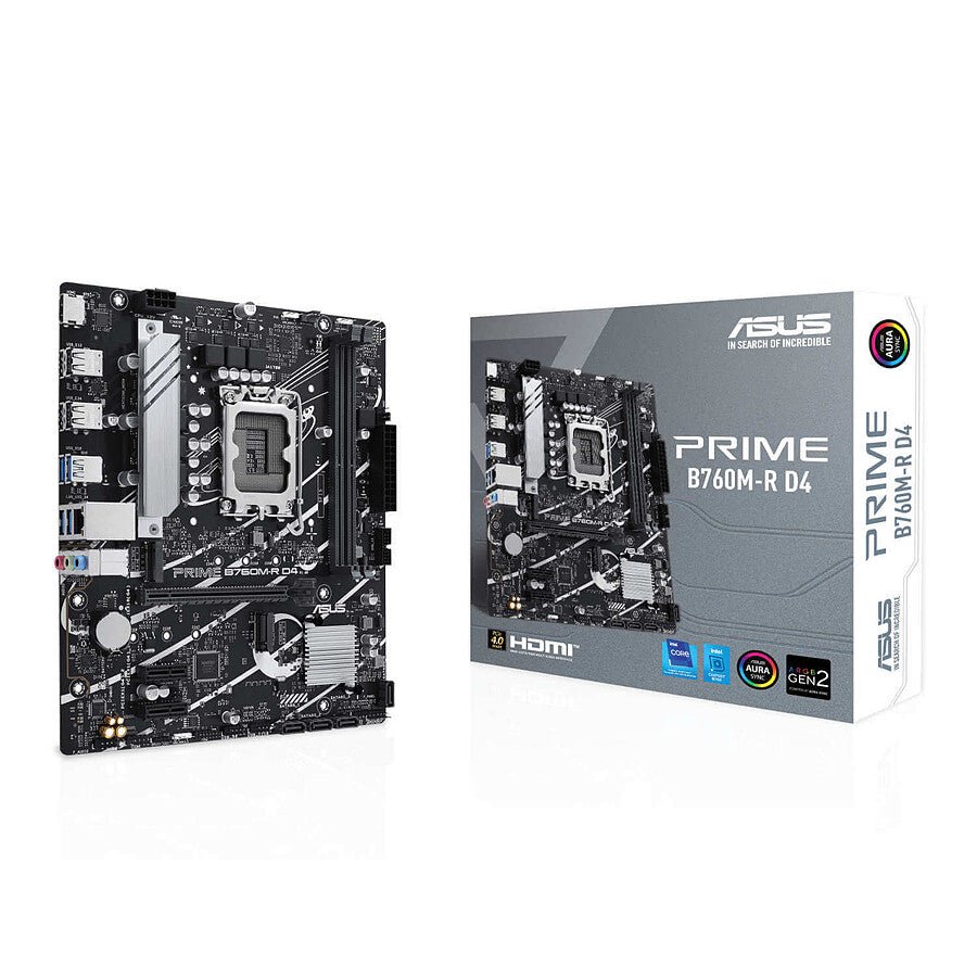 ASUS PRIME B760M-R D4 Micro-ATX - Carte mère Intel LGA1700 DDR4 gaming PC économique performance Nashor