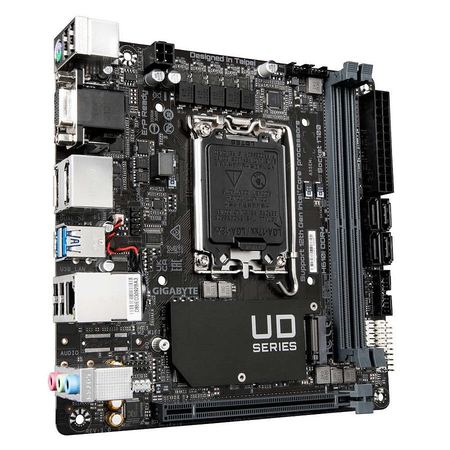 Gigabyte H610I DDR4 Mini-ITX connecteurs - Carte mère compact gaming PC connectivité économique Nashor
