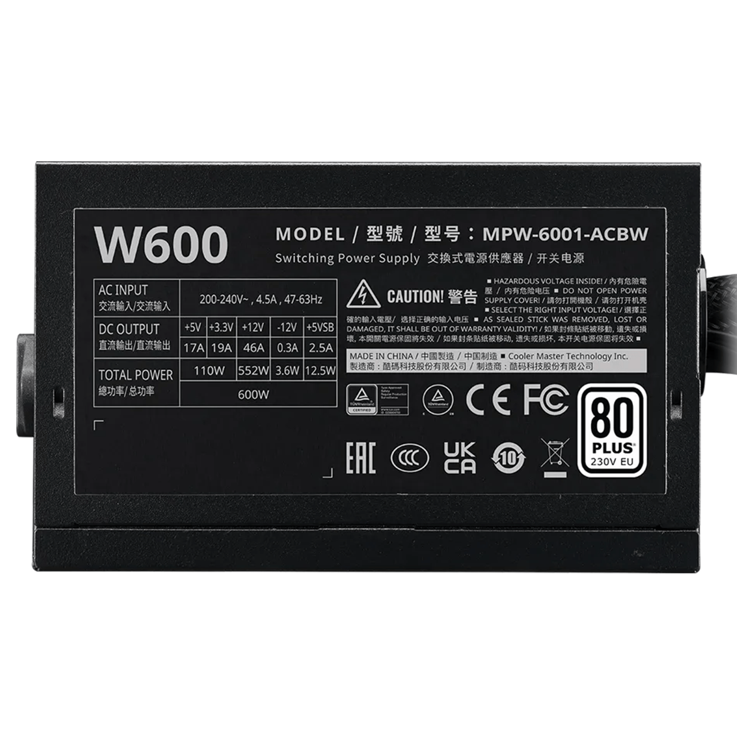 Cooler Master Elite NEX White 600W ventilateur - Alimentation blanche refroidissement gaming PC performance Nashor