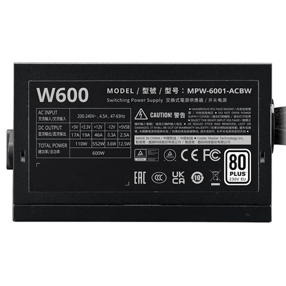 Cooler Master Elite NEX White 600W ventilateur - Alimentation blanche refroidissement gaming PC performance Nashor