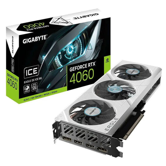 Gigabyte GeForce RTX 4060 EAGLE OC ICE 8Go - Carte graphique NVIDIA RTX 40 blanc gaming PC performance Nashor