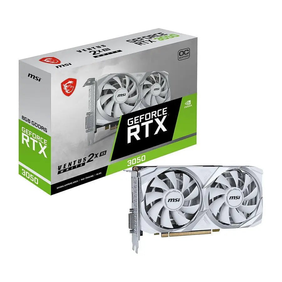 MSI GeForce RTX 3050 VENTUS 2X XS WHITE 8Go OC - Carte graphique NVIDIA RTX 30 blanc gaming PC économique Nashor